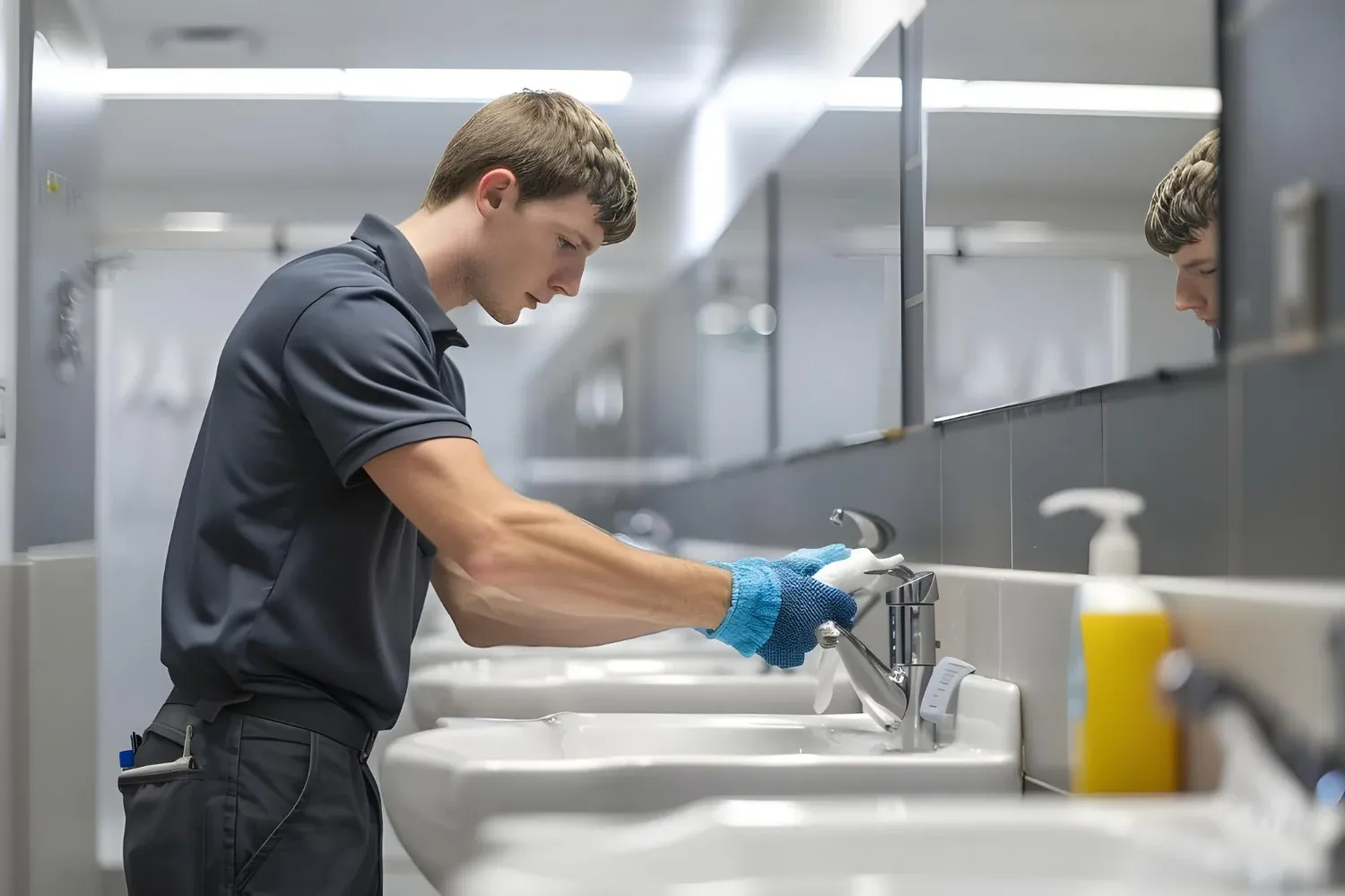 SKYREX janitorial services in Boston providing restroom cleaning