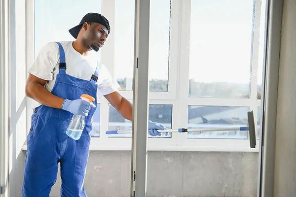 Cleaning a glass door